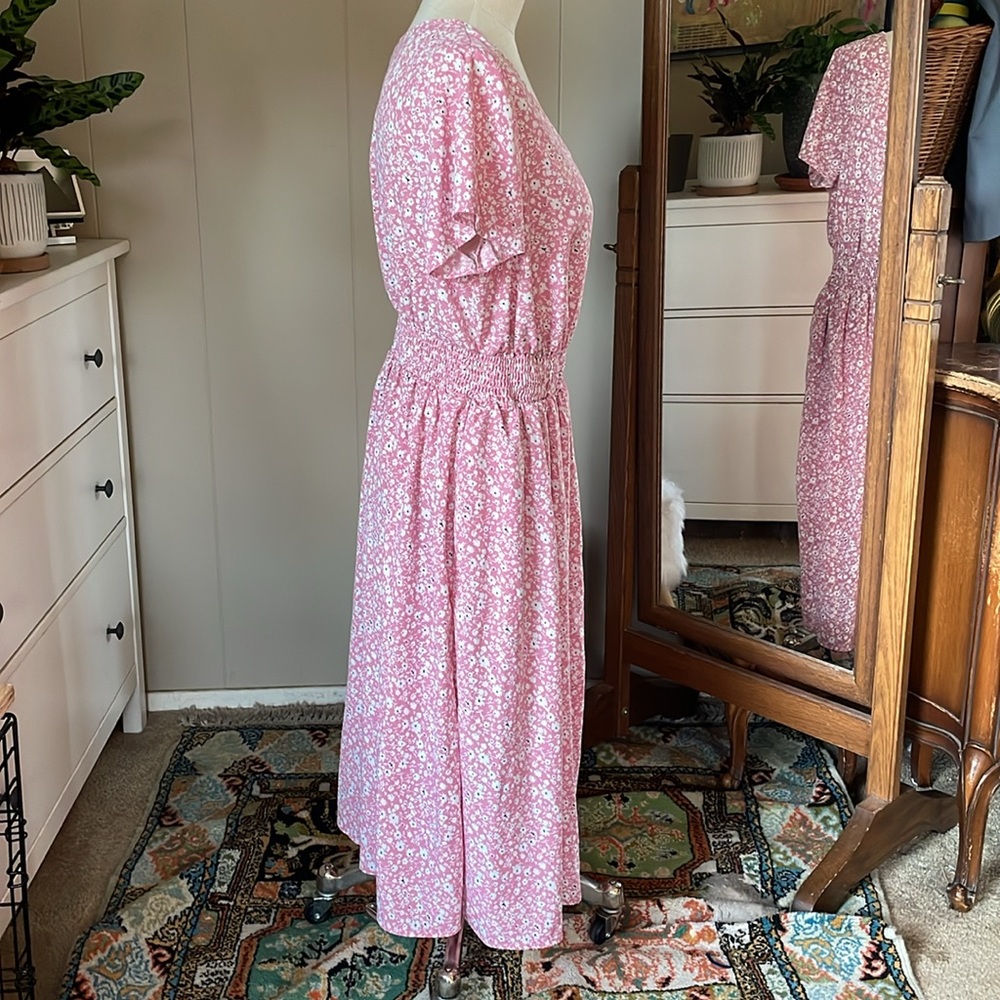 ModCloth EUC pink floral prairie dress (with pockets!), women’s plus size 2X - Picture 4 of 8